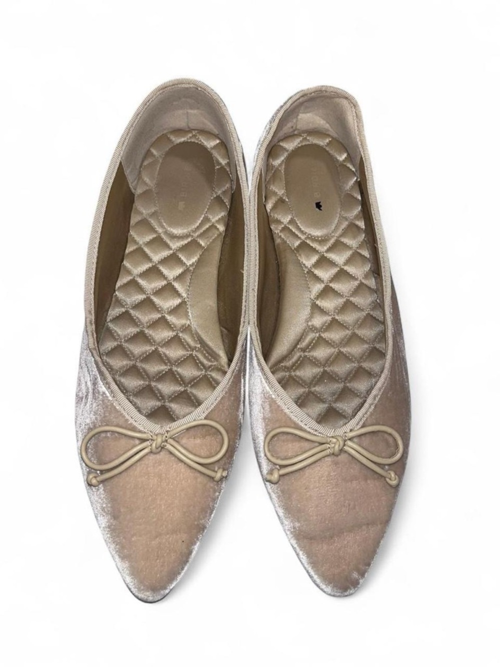 Birdies Women's Velvet Ballet Flats in Champagne size 9